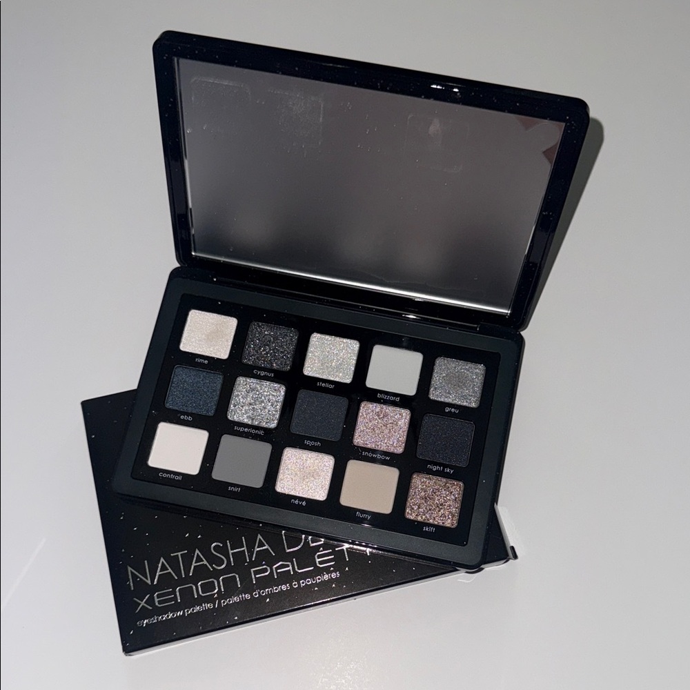 Natasha Denona Xenon Eyeshadow Palette — Silver, Gray, Pink & Black Shimmers